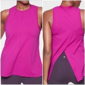 Athleta Foothill Seamless Tank Pink Split Back Athleticwear Workout Womens XS